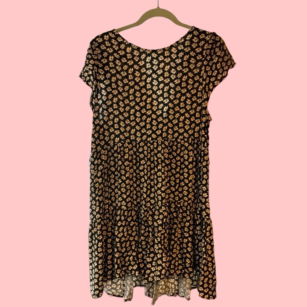 American Eagle Tie Back Cap Sleeve Sunflower Mini Dress Women’s M Spring Floral